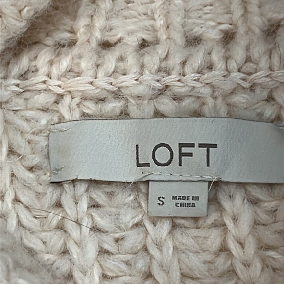 LOFT Pointelle Mock Neck Sweater Pastel Pink 481735 acrylic nylon alpaca Small - Picture 5 of 10